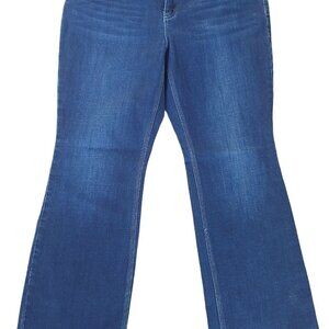 Chicos So Slimming Bootcut Jeans Size 15 Short Embellished Pockets Blue Denim